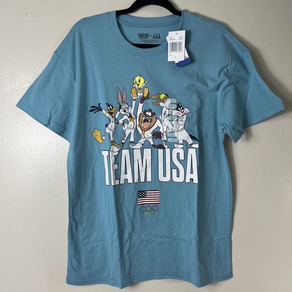 WB LOONEY TUNES TEAM USA OLYMPICS T-Shirt LARGE NEW Taz Bugs Bunny Sylvester - Picture 1 of 8